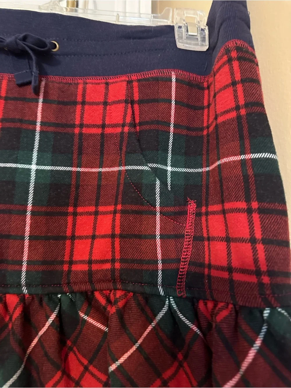 Ralph Lauren Navy Waist Red Green Plaid Ruffle Mini Skirt